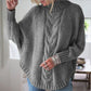 Laverna Grey Turtleneck Batwing Sleeve Oversized Chunky Knitted Sweater