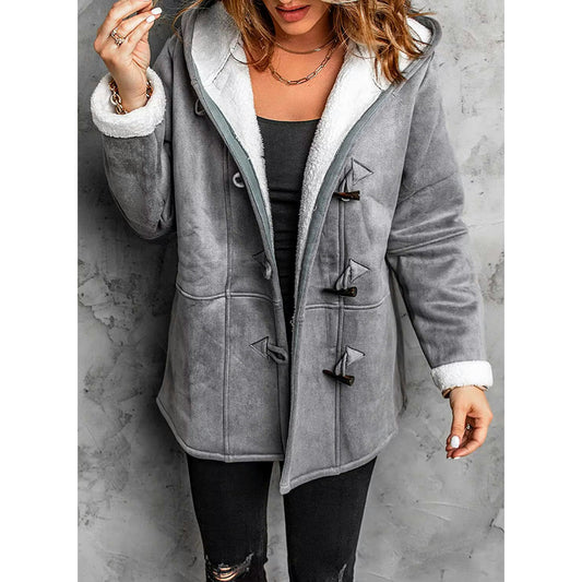 Allegra Grey Faux Suede Fleece Lined Pea Coat
