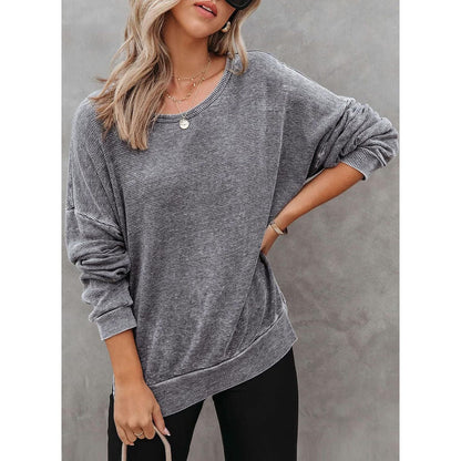 Latoya Oversized Waffle Knit Side Split Sweatshirt - 6 Colors