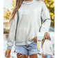 Alessia Light Grey Oversize Drop Shoulder Reversible Mock Neck Sweatshirt