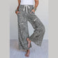 Zaza Grey Animal Print Wide Leg Terry Knit Pants