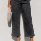 Gwynne Grey High Waist Button Front Wide Leg Cropped Jeans