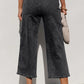 Gwynne Grey High Waist Button Front Wide Leg Cropped Jeans