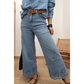 Harlyn Dusk Blue Embroidered Cropped Wide Leg High Waist Jeans