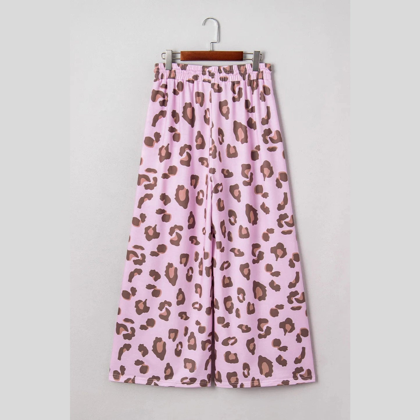 Hazal Pink Drawstring Leopard Print Patch Pocket Loose Pants