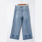 Harlyn Dusk Blue Embroidered Cropped Wide Leg High Waist Jeans