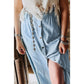 Halle Mist Blue Fully Buttoned Long Denim Skirt