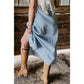 Halle Mist Blue Fully Buttoned Long Denim Skirt