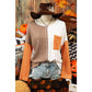 Hallie Orange Long Sleeve Colorblock Chest Pocket Textured Knit Top * S-3X