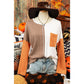 Hallie Orange Long Sleeve Colorblock Chest Pocket Textured Knit Top * S-3X