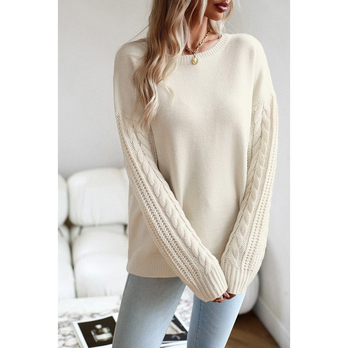 Hally Ivory Cable Comfort Sweater