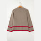 Halsey Simply Taupe Ribbed Knit Contrasted Stripe Detail Button Side Loose Sweater