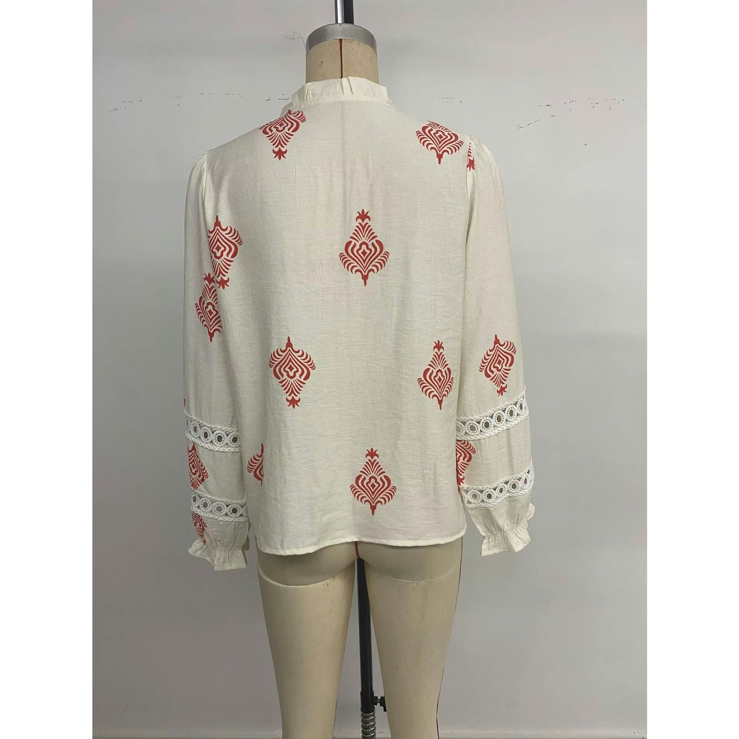 Harley Crimson Folk Lace Button Up Blouse