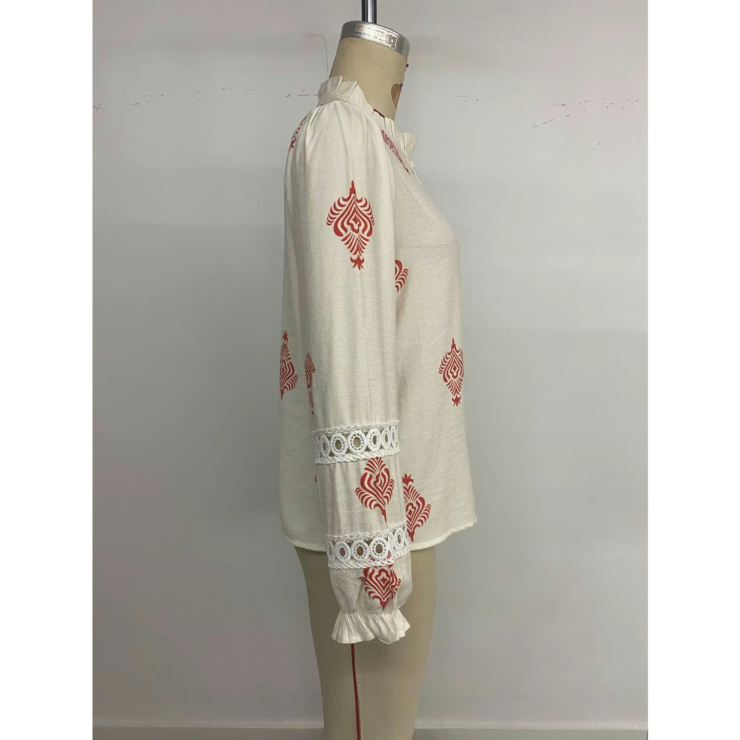 Harley Crimson Folk Lace Button Up Blouse