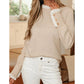 Harlie Lace Trim Patchwork Buttoned Cuffs Loose Sweater