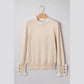 Harlie Lace Trim Patchwork Buttoned Cuffs Loose Sweater