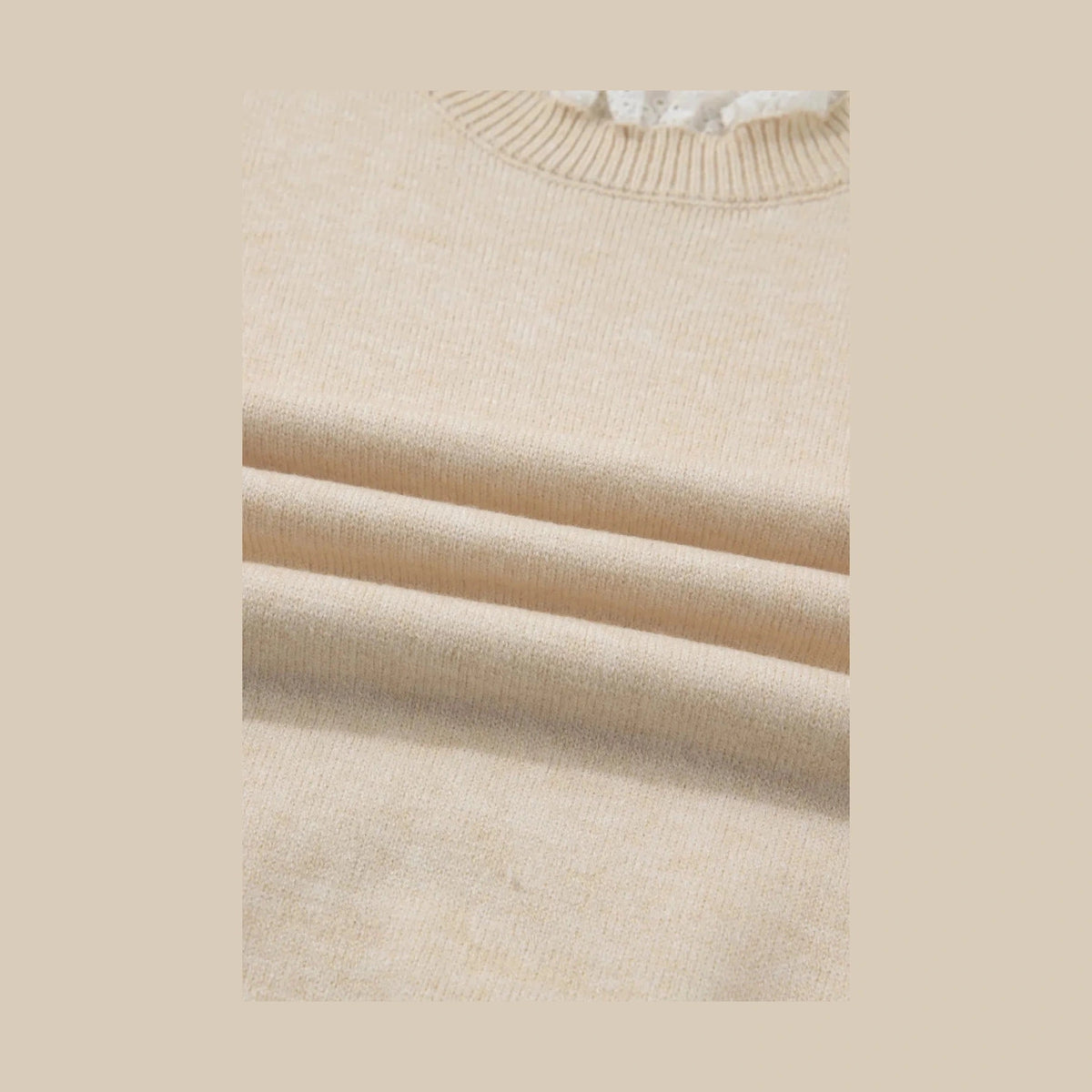 Harlie Lace Trim Patchwork Buttoned Cuffs Loose Sweater