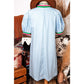 Harmony Contrast Striped Notched V Neck Puff Sleeve Mini Dress