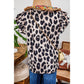 Hayden Leopard Print Layered Ruffled Short Sleeve Blouse