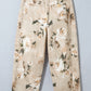Hayden Khaki Retro Floral Print Relaxed Barrel Jeans