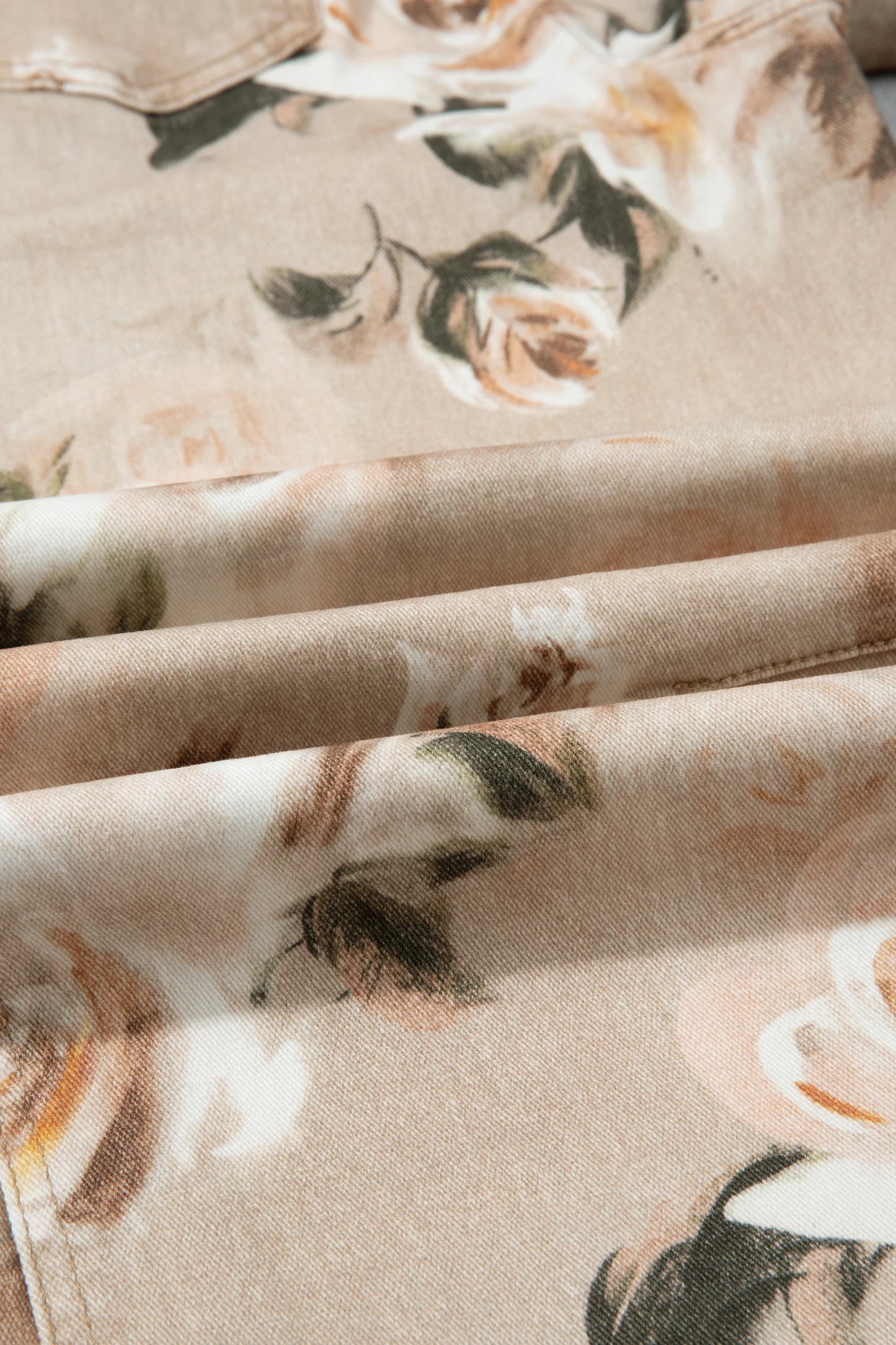 Hayden Khaki Retro Floral Print Relaxed Barrel Jeans