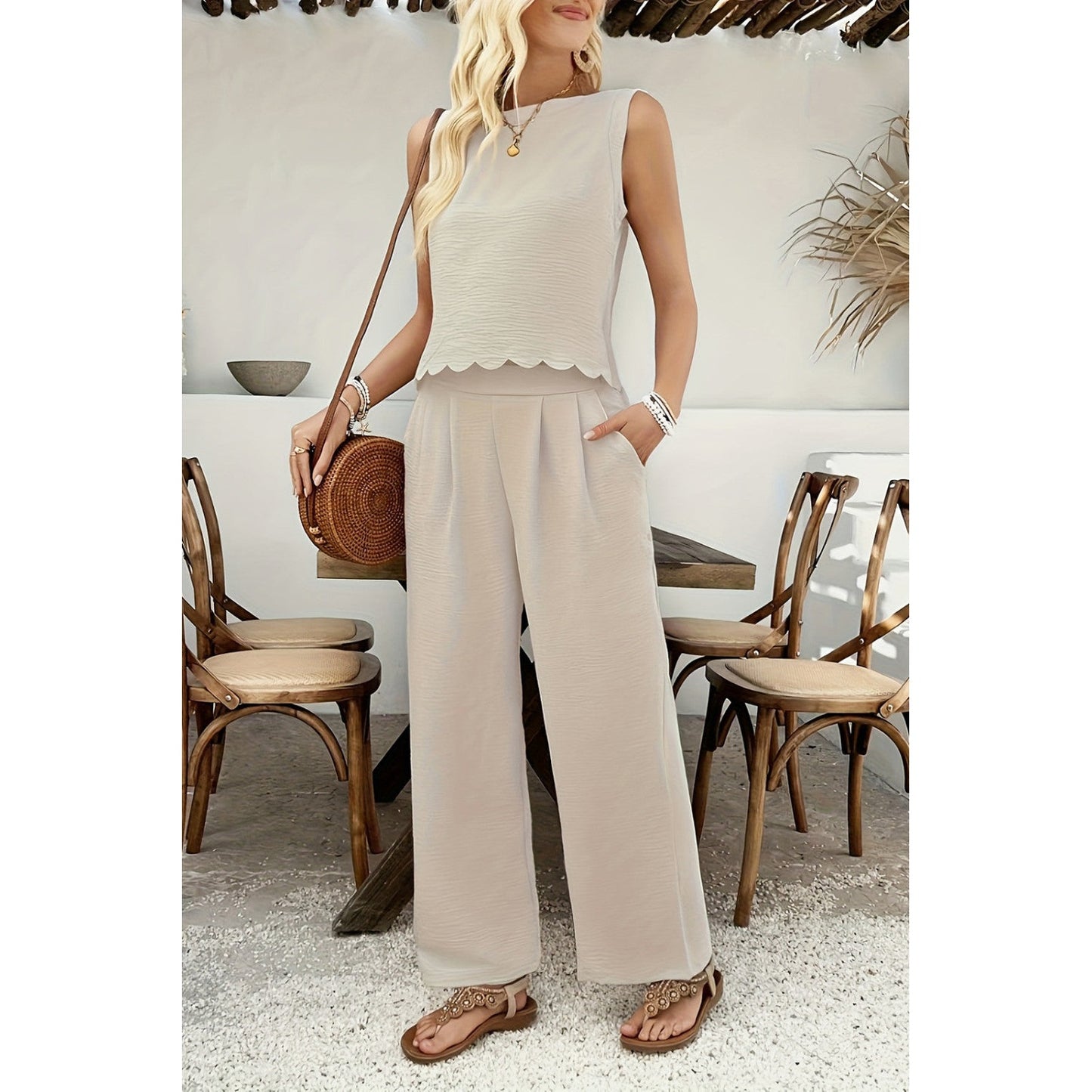 Hayley Apricot 2 Pc. Petal Edge Pant Set