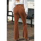 RTS Hayley Chestnut High Waist Flare Corduroy Pants