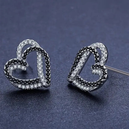 Dual‑Tone Heart Earrings