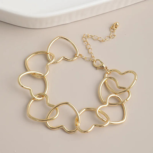 Golden Heart Link Bracelet