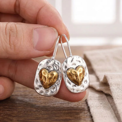 Hammered Heart Drop Earrings