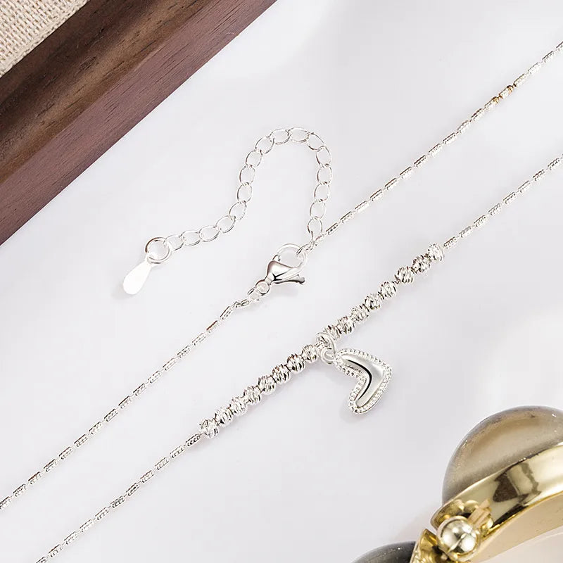 Three-dimensional Silver Heart Necklace