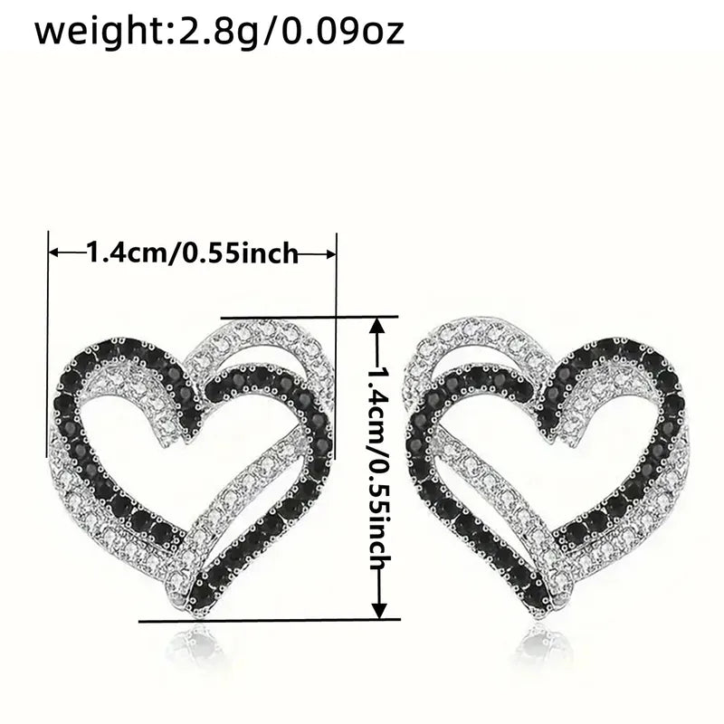 Dual‑Tone Heart Earrings