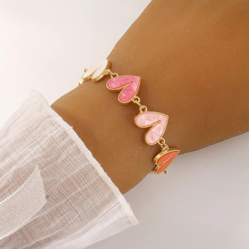 Heart Shape Enamel Bracelet