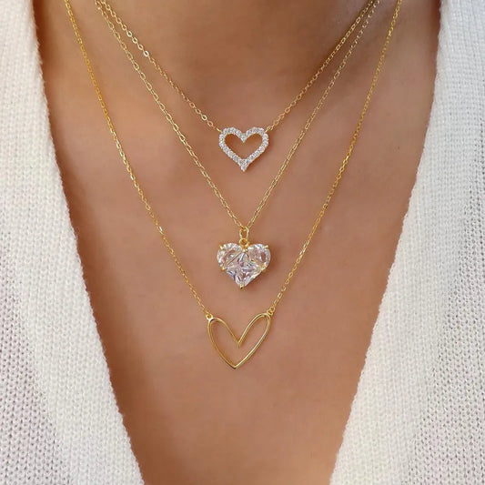 3 Piece Layered Heart Necklace