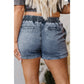 Henrietta Dusk Blue Drawstring High Waist Pocketed Denim Shorts