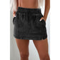 Henrietta Black Drawstring High Waist Pocketed Denim Shorts
