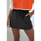 Henrietta Black Drawstring High Waist Pocketed Denim Shorts