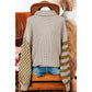 Hensley Brown Striped Plaid Patchwork Waffle Knit Turtleneck Sweater