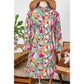 REDUCED!!!  Hester Pink Abstract Printed Lantern Sleeve Buttoned Mini Dress REDUCED!!!