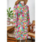 REDUCED!!!  Hester Pink Abstract Printed Lantern Sleeve Buttoned Mini Dress REDUCED!!!