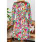 REDUCED!!!  Hester Pink Abstract Printed Lantern Sleeve Buttoned Mini Dress REDUCED!!!