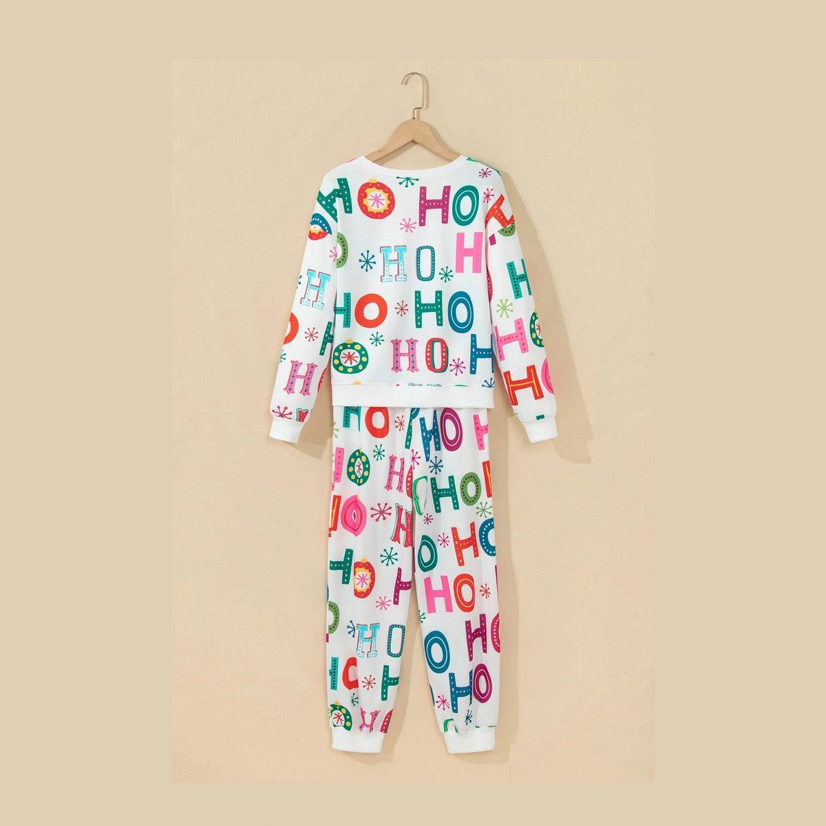 Ho Ho Ho Print Long Sleeve Lounge Set