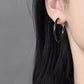 Black Oversized Circle Alloy Hoop Earrings
