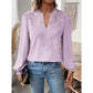 Hope Lilac Lace V Neck Swiss Dot Long Sleeve Blouse