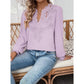 Hope Lilac Lace V Neck Swiss Dot Long Sleeve Blouse