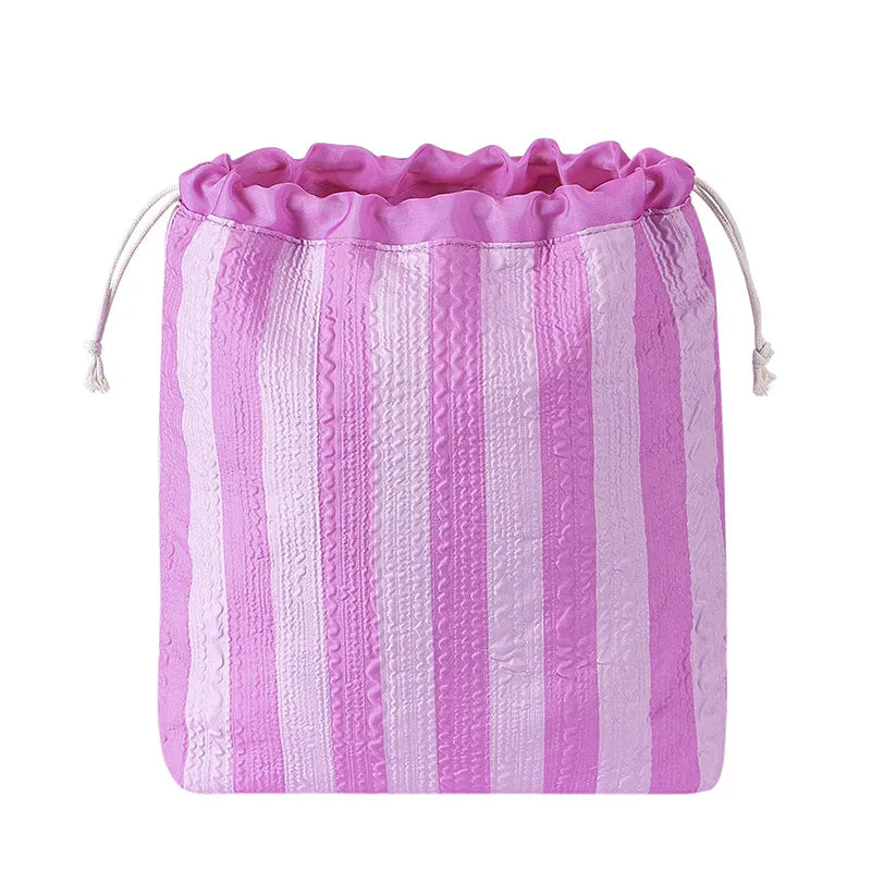 Adalyn Striped Travel Pouches for Makeup & Daily Essentials  - 6 Colors