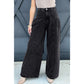 Izzie Pleated Wide Leg Mineral Wash Denim Pants