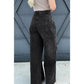Izzie Pleated Wide Leg Mineral Wash Denim Pants