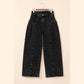 Izzie Pleated Wide Leg Mineral Wash Denim Pants