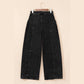 Izzie Pleated Wide Leg Mineral Wash Denim Pants